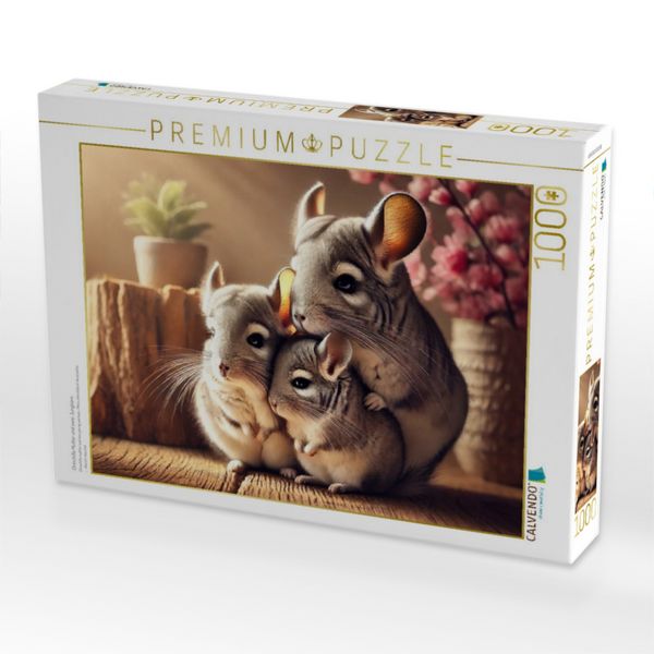 Produktbild: CALVENDO Puzzle Chinchilla Mutter und zwei Jungtiere | 1000 Teile Lege-Gr&ouml;&szlig;e 64x48cm Foto-Puzzle f&uuml;r gl&uuml;ckliche Stunden