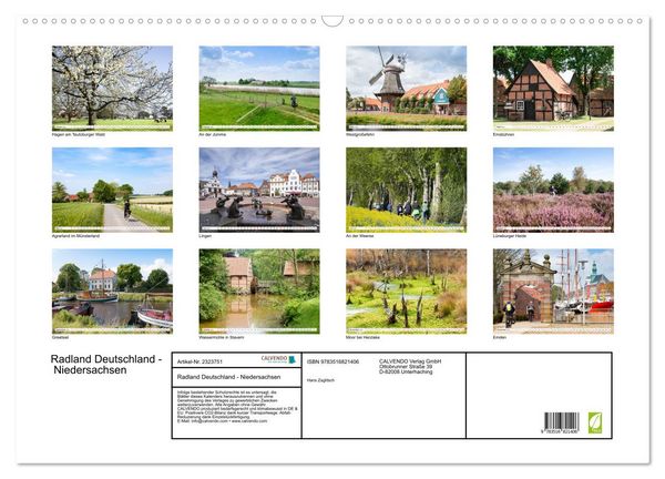 Produktbild: Radland Deutschland - Niedersachsen (Wandkalender 2027 DIN A2 quer), CALVENDO Monatskalender