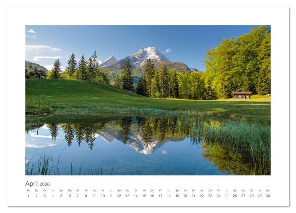 Produktbild: Berchtesgadener Alpen - Land von Watzmann und K&ouml;nigssee (hochwertiger Premium Wandkalender 2026 DIN A2 quer), Kunstdruck in Hochglanz