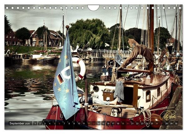 Produktbild: Ostfriesland - die alten H&auml;fen, Vintage-Style (Wandkalender 2026 DIN A4 quer), CALVENDO Monatskalender
