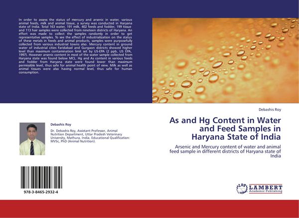Produktbild: As and Hg Content in Water and Feed Samples in Haryana State of India