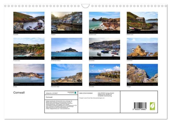Produktbild: Cornwall (Wandkalender 2026 DIN A3 quer), CALVENDO Monatskalender