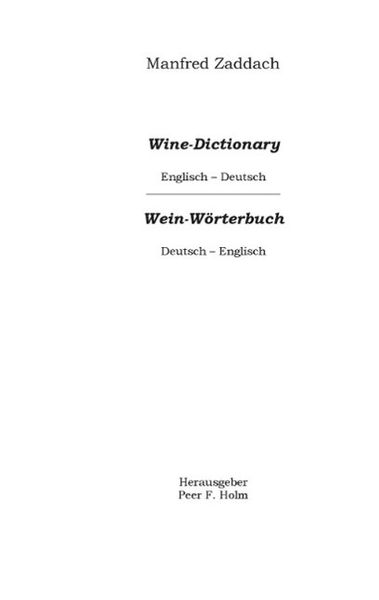 Produktbild: Weinwörterbuch Deutsch-Englisch / Englisch-Deutsch