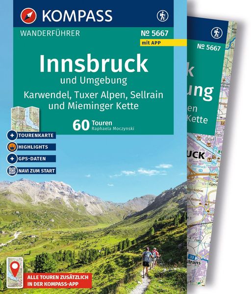 Produktbild: KOMPASS Wanderf&uuml;hrer Innsbruck und Umgebung, Karwendel, Tuxer Alpen, Sellrain und Mieminger Kette, 60 Touren mit Extra-Tourenkarte