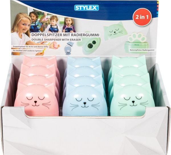 Produktbild: Doppelspitzer&Radiergummi Katzendesign