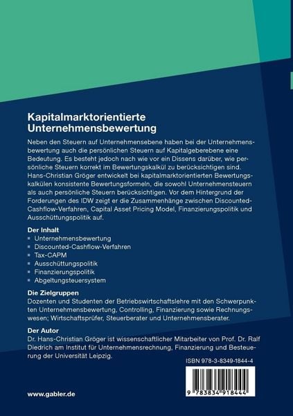 Produktbild: Kapitalmarktorientierte Unternehmensbewertung