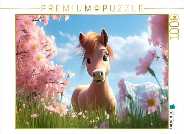 CALVENDO Puzzle Pony Dreamy unter blühenden Bäumen | 1000 Teile Lege-Größe 64x48cm Foto-Puzzle für glückliche Stunden
