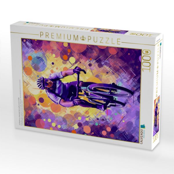 Produktbild: CALVENDO Puzzle Lila Rhythmus: Abstrakte Rennradharmonie in Gelb | 1000 Teile Lege-Gr&ouml;&szlig;e 64x48cm Foto-Puzzle f&uuml;r gl&uuml;ckliche Stunden