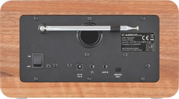 Produktbild: Albrecht DR 865 Tischradio DAB+, UKW AUX Barrierefrei, Inkl. Fernbedienung, Tastensperre, Weckfunktion Holz (dunkel)