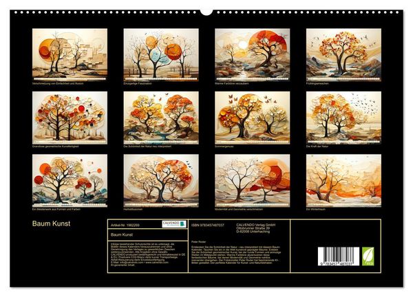 Produktbild: Baum Kunst (hochwertiger Premium Wandkalender 2026 DIN A2 quer), Kunstdruck in Hochglanz