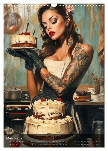 Produktbild: Tattoo Girls and Cakes (Wall Calendar 2026 DIN A3 portrait), CALVENDO 12 Month Wall Calendar