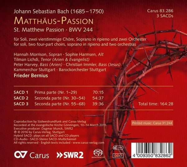 Produktbild: Matth&auml;us Passion BWV 244 (limited Deluxe Edition)