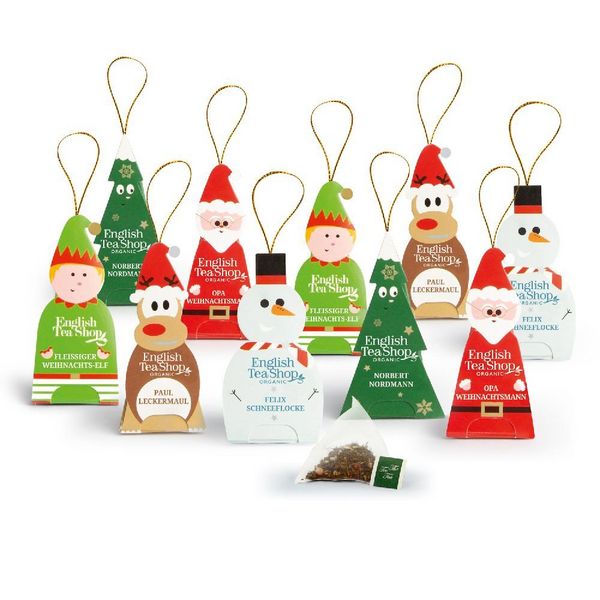 Produktbild: Wintertee Geschenk "Fr&ouml;hliche Weihnachtsgesellen" Teefiguren, BIO, 5 Sorten, 10 Pyramidenbeutel