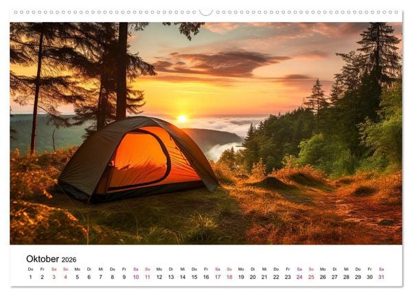 Produktbild: Zelten - frei sein (hochwertiger Premium Wandkalender 2026 DIN A2 quer), Kunstdruck in Hochglanz