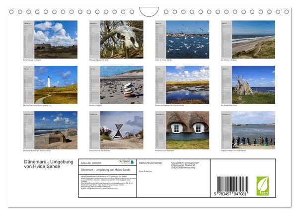 Produktbild: D&auml;nemark - Umgebung von Hvide Sande (Wandkalender 2026 DIN A4 quer), CALVENDO Monatskalender