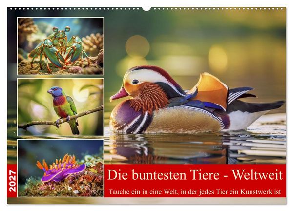 Produktbild: Die buntesten Tiere - Weltweit (Wandkalender 2027 DIN A2 quer), CALVENDO Monatskalender