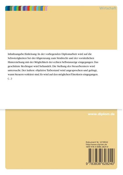Produktbild: Die Selbstanzeige bei leichtfertiger Steuerverk&uuml;rzung nach &sect; 378 Abs. 3 A0