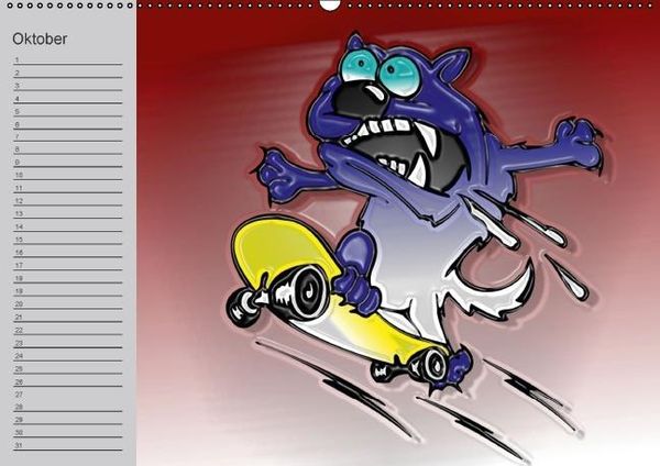Produktbild: Hunde-Geburtstagskalender / Witziger Cartoon-Kalender (Wandkalender immerw&auml;hrend DIN A2 quer)