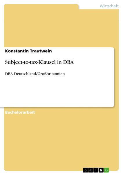 Produktbild: Subject-to-tax-Klausel in DBA