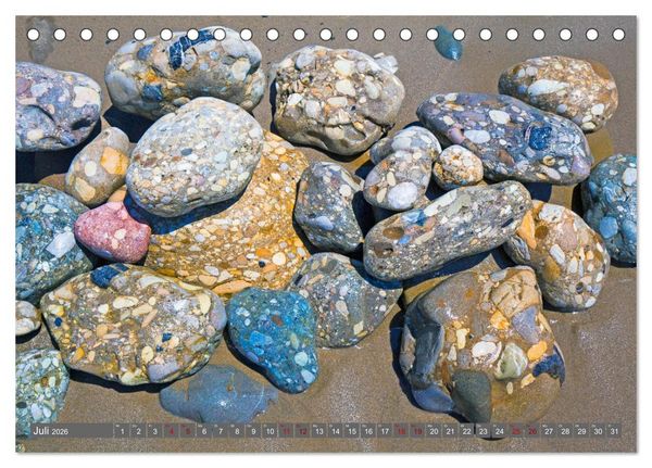 Produktbild: Konglomerate bunte Steine und W&auml;nde am Meer (Tischkalender 2026 DIN A5 quer), CALVENDO Monatskalender