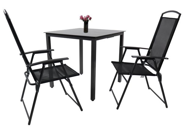 Produktbild: 3-tlg Sitzgruppe Gartenm&ouml;bel Tisch St&uuml;hle Set 80S