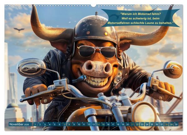 Produktbild: Tierisch lustige Motorradfahrer (Wandkalender 2026 DIN A2 quer), CALVENDO Monatskalender