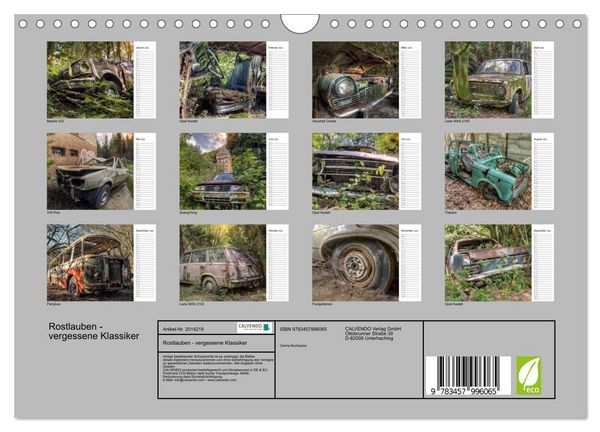 Produktbild: Rostlauben - vergessene Klassiker (Wandkalender 2026 DIN A4 quer), CALVENDO Monatskalender