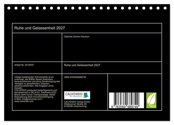Produktbild: Ruhe und Gelassenheit 2027 (Tischkalender 2027 DIN A5 quer), CALVENDO Monatskalender