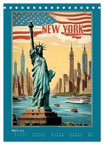 Produktbild: City Travel Poster - nostalgische St&auml;dtereise um die Welt (Tischkalender 2026 DIN A5 hoch), CALVENDO Monatskalender