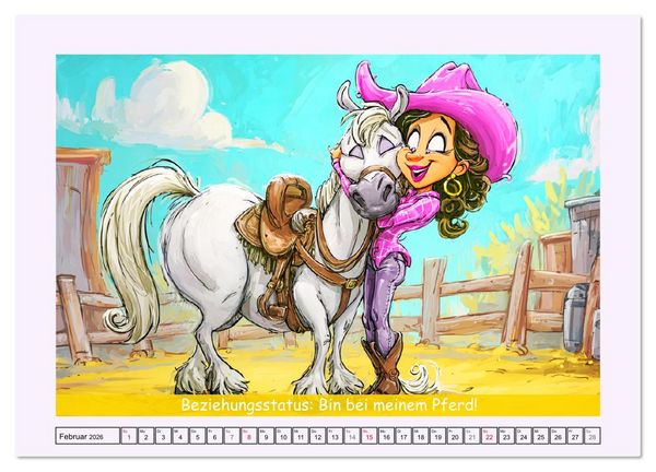 Produktbild: Frauen und Pferde. Lustige Cartoons und witzige Spr&uuml;che (hochwertiger Premium Wandkalender 2026 DIN A2 quer), Kunstdruck in Hochglanz