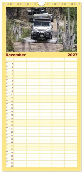 Produktbild: Familienplaner 2027 - Land Rover Defender - Unterwegs in Afrika mit 5 Spalten (Wandkalender, 21 x 45 cm) CALVENDO