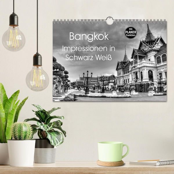 Produktbild: Bangkok Impressionen in Schwarz Wei&szlig; (Wandkalender 2026 DIN A4 quer), CALVENDO Monatskalender