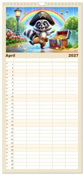 Produktbild: Familienplaner 2027 - Kleine Piraten, Gro&szlig;e Tr&auml;ume" - Ein Kalender f&uuml;r junge Entdecker mit 5 Spalten (Wandkalender, 21 x 45 cm) CALVENDO