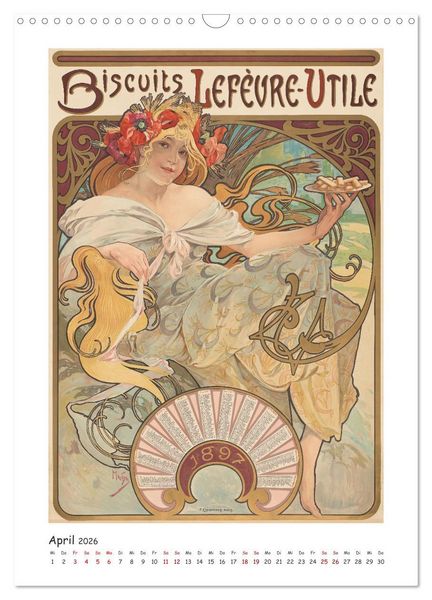 Produktbild: Alfons Mucha - Eine Hommage in zw&ouml;lf Monaten (Wandkalender 2026 DIN A3 hoch), CALVENDO Monatskalender