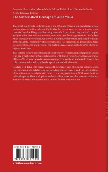 Produktbild: The Mathematical Heritage of Guido Weiss