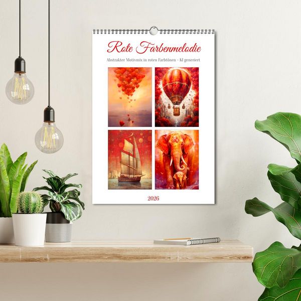 Produktbild: Rote Farbenmelodie (Wandkalender 2026 DIN A3 hoch), CALVENDO Monatskalender