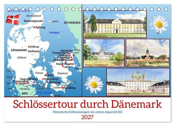 Produktbild: Schl&ouml;ssertour durch D&auml;nemark (Tischkalender 2027 DIN A5 quer), CALVENDO Monatskalender