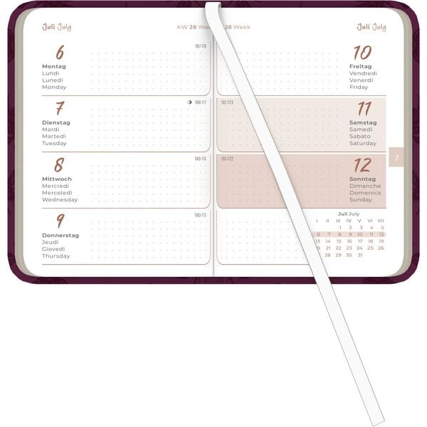 Produktbild: Lady Journal Mini Deluxe Purple 2026 - Taschen-Kalender 8x11,5 cm - Tucson Einband - mit Motivprägung - Weekly - 144 Seiten - Alpha Edition