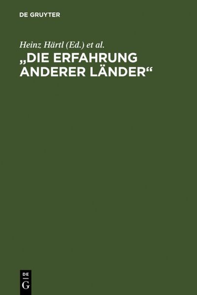 Produktbild: "Die Erfahrung anderer L&auml;nder"