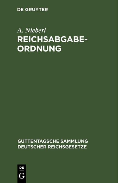 Produktbild: Reichsabgabeordnung