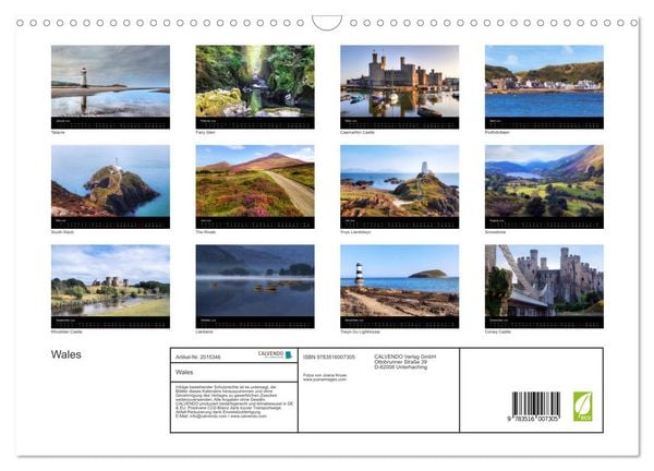 Produktbild: Wales (Wandkalender 2026 DIN A3 quer), CALVENDO Monatskalender