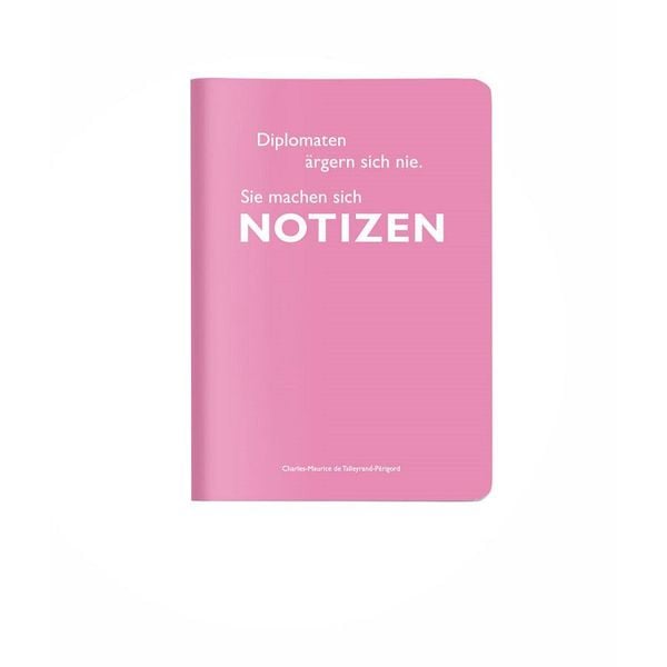 Produktbild: Heft A6 kariert, "Diplomaten &auml;rgern sich nie. Sie machen sich Notizen." (Maurice de Talleyrand-P&eacute;rigord)