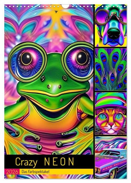 Produktbild: Crazy Neon - Das Farbspektakel (Wandkalender 2026 DIN A3 hoch), CALVENDO Monatskalender