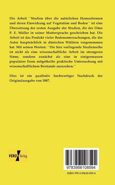 Produktbild: Studien &uuml;ber die nat&uuml;rlichen Humusformen und deren Einwirkung auf Vegetation und Boden