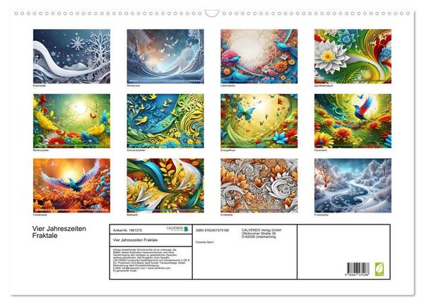 Produktbild: Vier Jahreszeiten Fraktale (Wandkalender 2026 DIN A2 quer), CALVENDO Monatskalender
