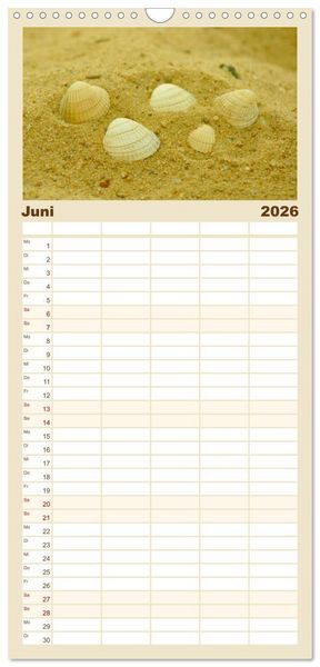 Produktbild: Familienplaner 2026 - An der Nordsee mit 5 Spalten (Wandkalender, 21 x 45 cm) CALVENDO