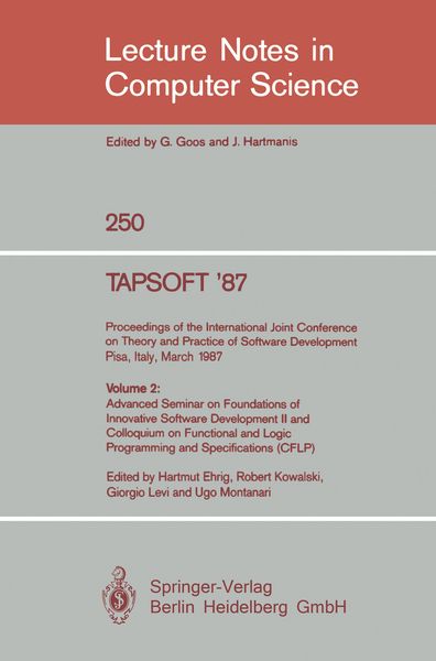 Produktbild: TAPSOFT '87: Proceedings of the International Joint Conference on Theory and Practice of Software Development, Pisa, Italy, March 23 - 27 1987