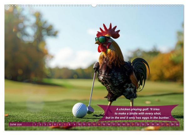 Produktbild: Funny charming animals as golf players (Wall Calendar 2026 DIN A2 landscape), CALVENDO 12 Month Wall Calendar