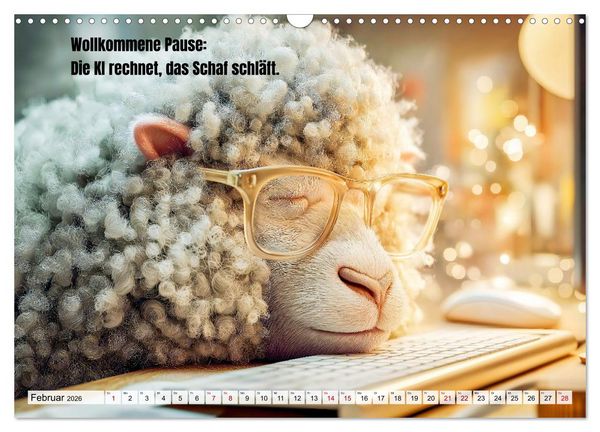Produktbild: Schlaf gut, mein Schaf - Spruchkalender mit lustigen Schaf-Bildern (Wandkalender 2026 DIN A3 quer), CALVENDO Monatskalender