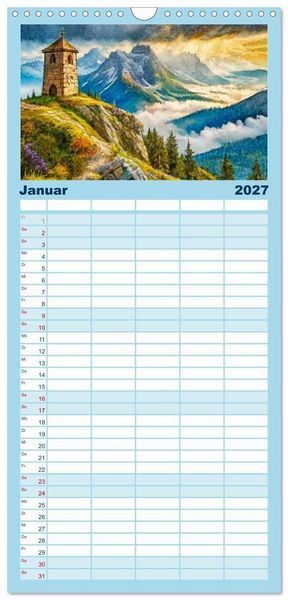 Produktbild: Familienplaner 2027 - Pl&auml;tze zum Tr&auml;umen mit 5 Spalten (Wandkalender, 21 x 45 cm) CALVENDO